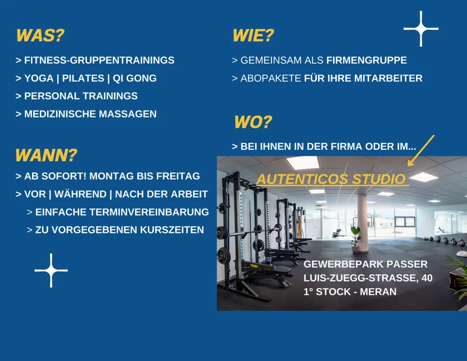 Firmenfitness Angebot – Autenticos Meran